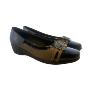 Zapatilla Charol Negro/Taupe